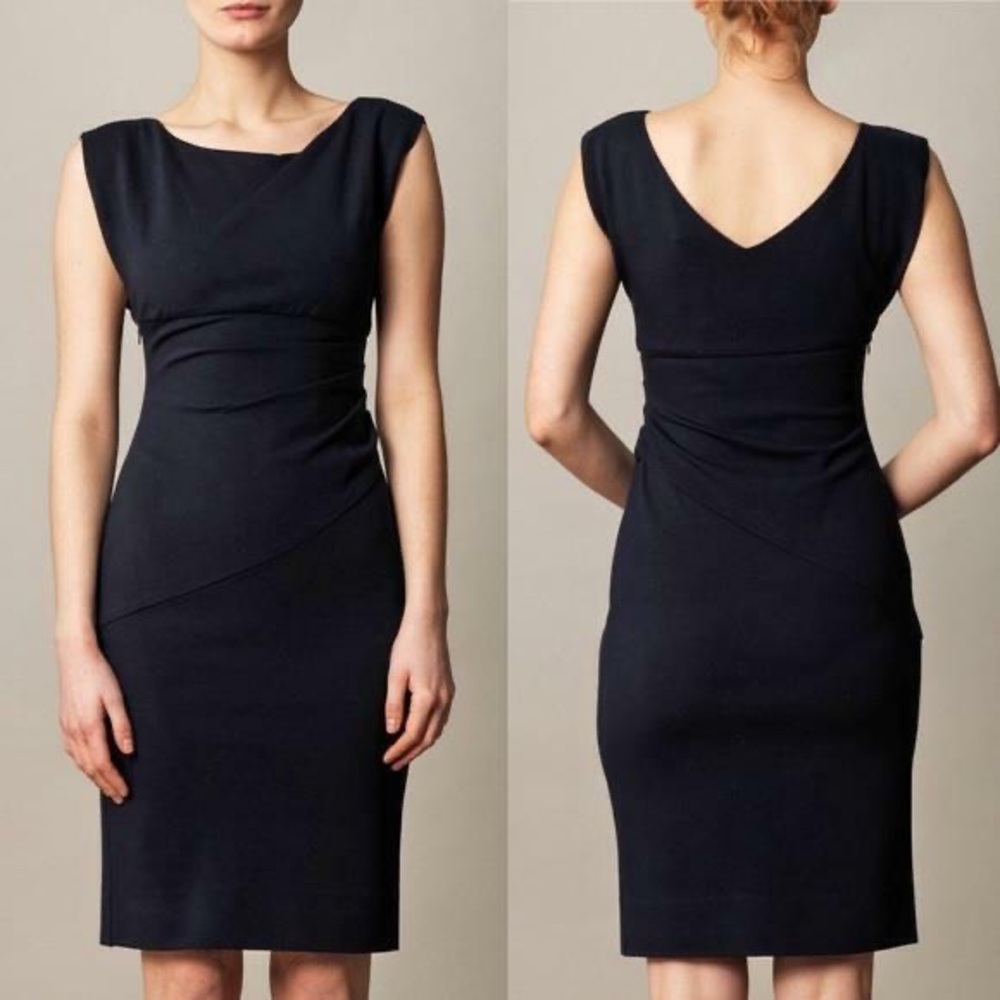 Diane Von Furstenberg Boat Neck Cap Sleeve Sheath Mini Dress Black